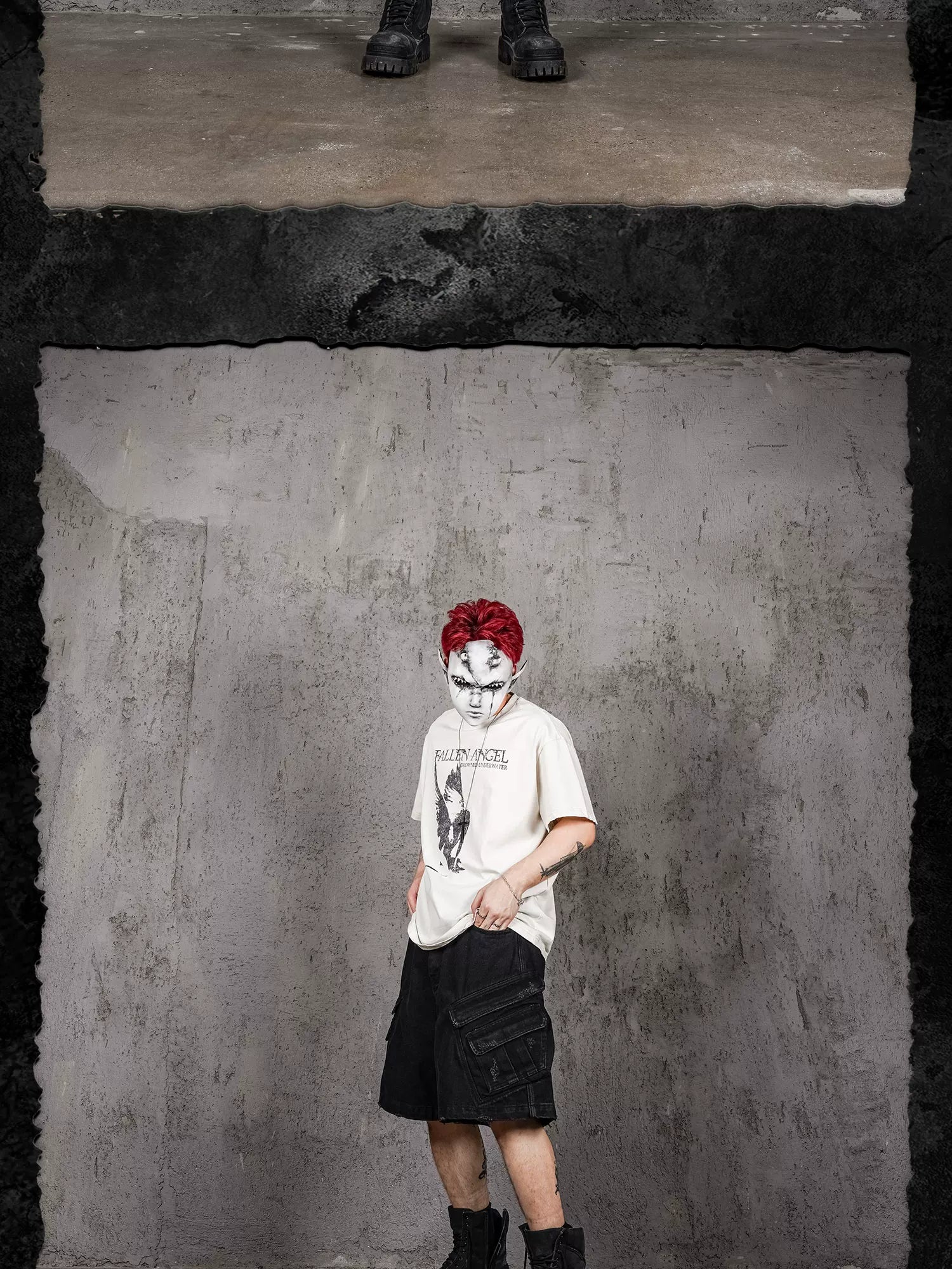 Distressed Fallen Angel Printed Vintage Tee