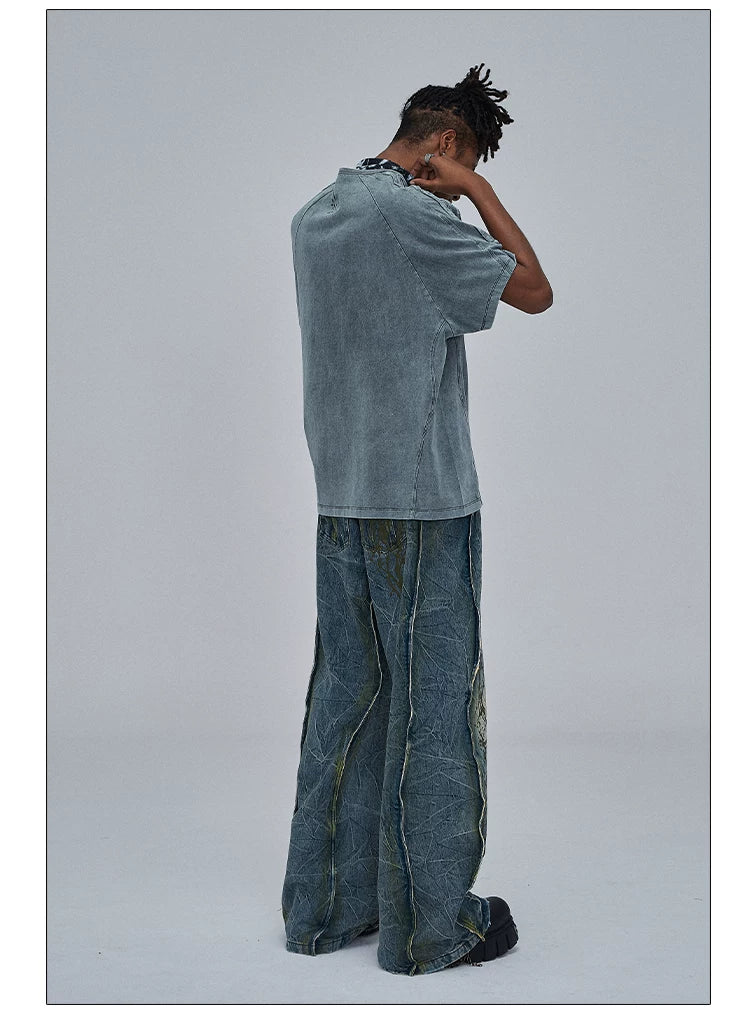 American Wide-Leg Washed Dirtyfit Jeans