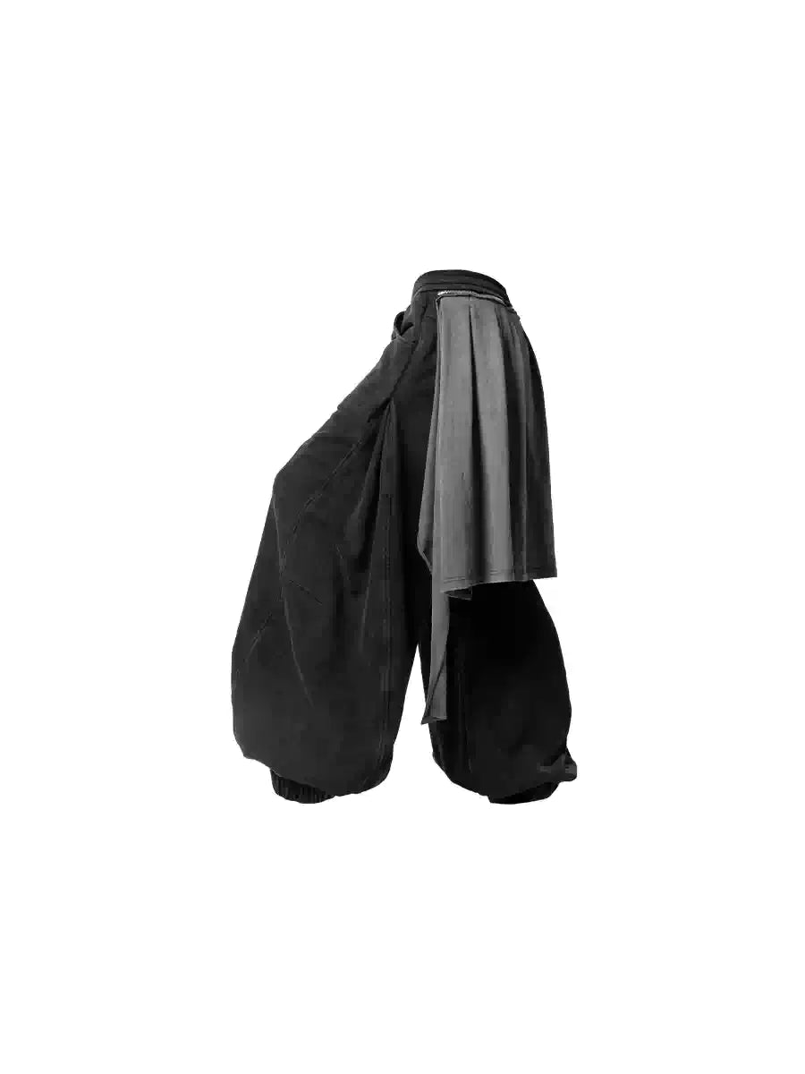 Casual Washed Detachable Tee Flap Sweatpants