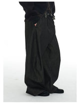 Pleated Low Rise Raw Denim Jeans