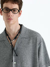 Collared Linen Blend Knit Cardigan