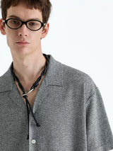 Collared Linen Blend Knit Cardigan