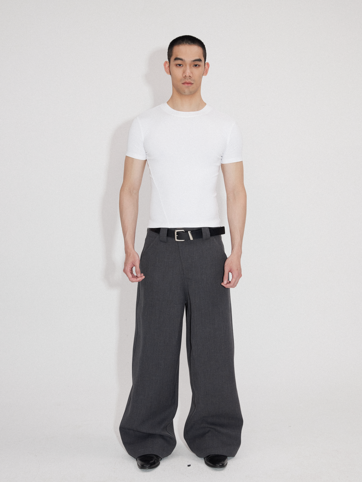 Wrinkle-resistant Wool-like Asymmetrical Cargo Dress Pants
