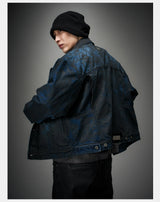Distressed Ice Blue Ombre Denim Jacket