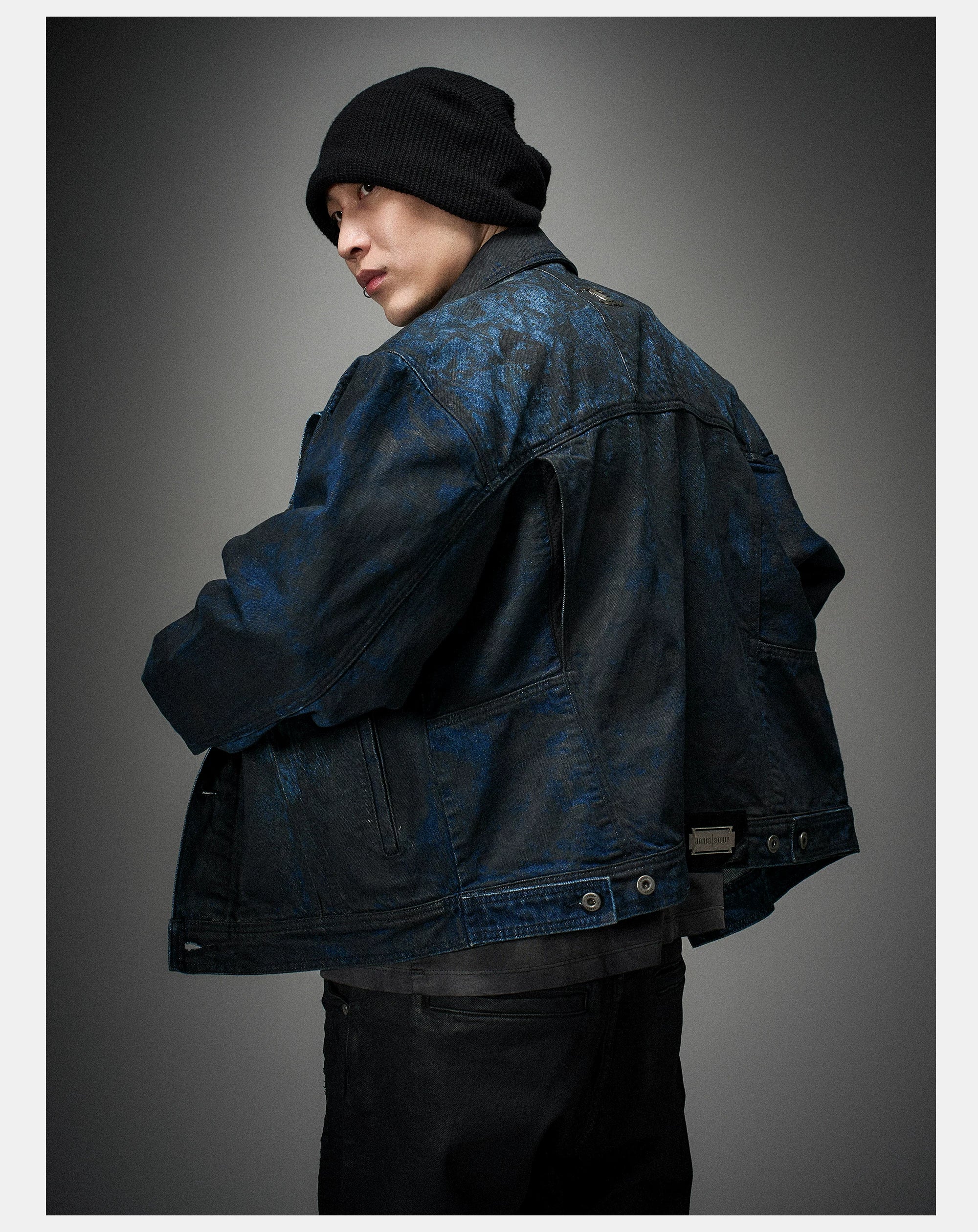Distressed Ice Blue Ombre Denim Jacket