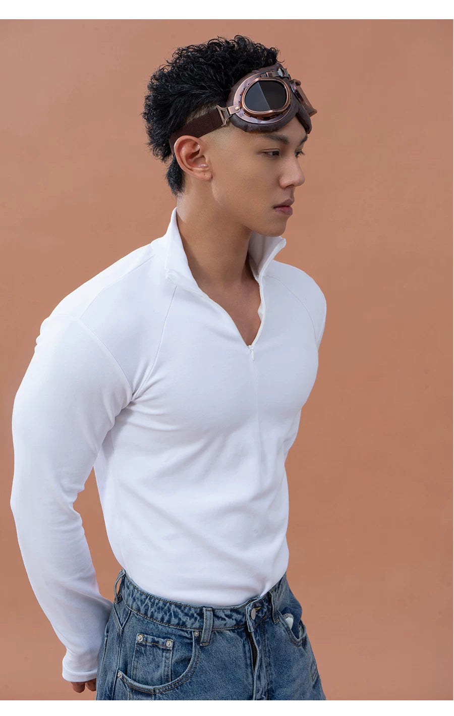 Men's Slim Zip Mock Neck Tee