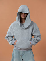 Grey Blue Unisex Letter Print Hoodie