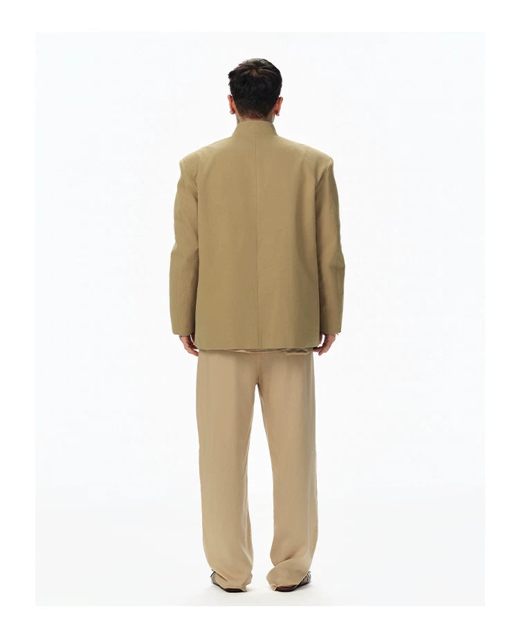 Hemp Stand-Collar Blazer