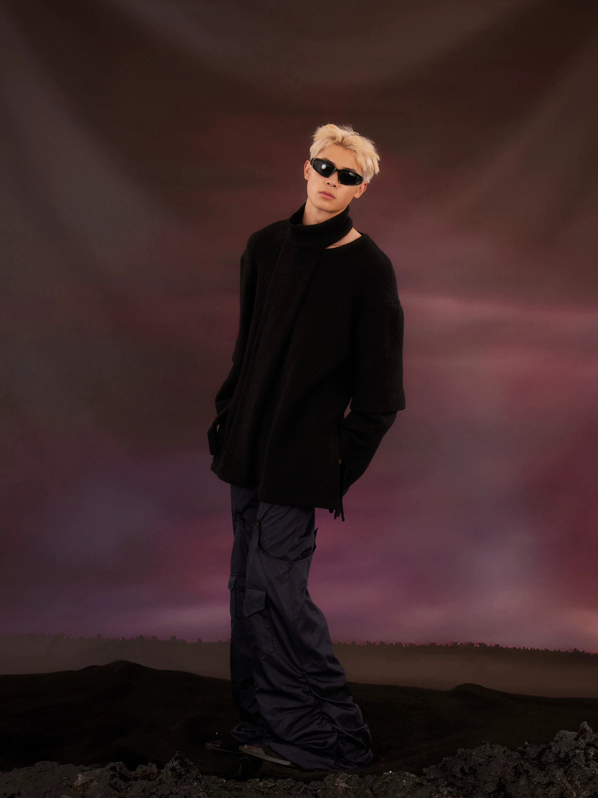 Pleated Wide Leg Pocket Ski Pants
