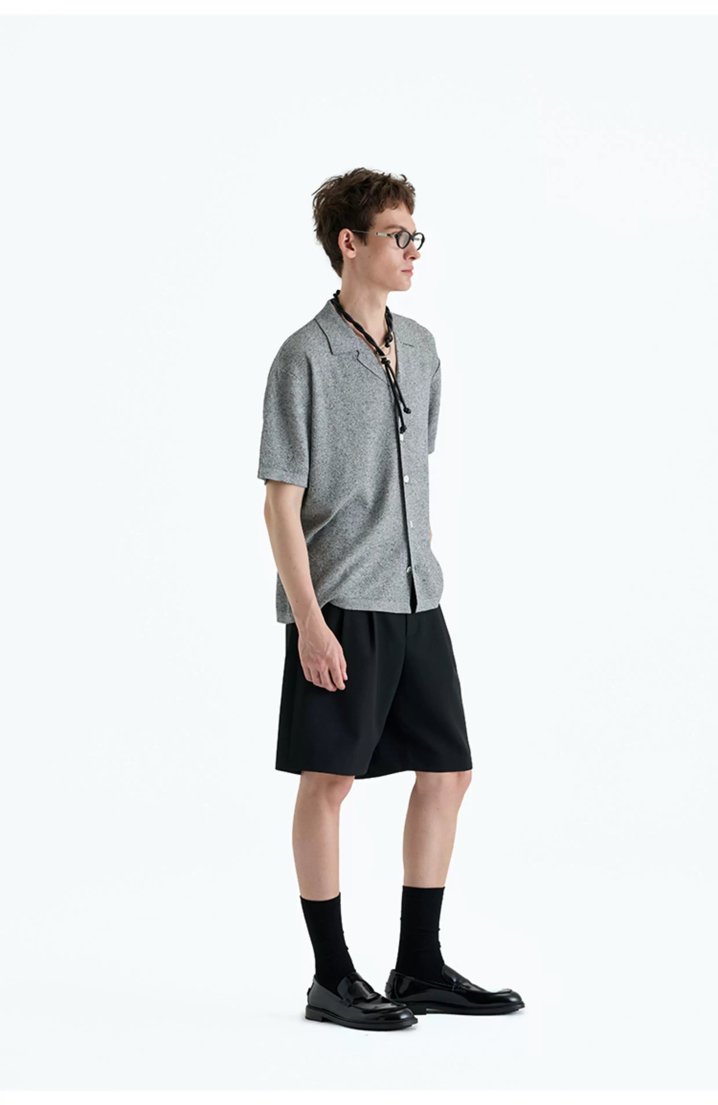 Collared Linen Blend Knit Cardigan