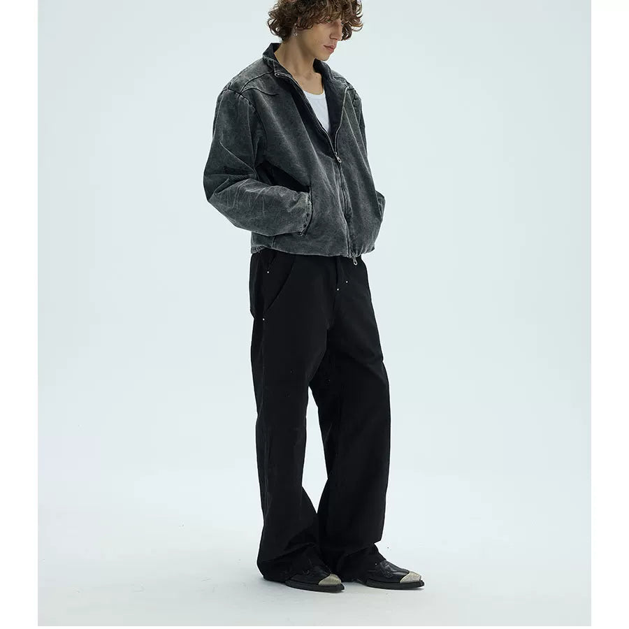 Cropped Loose Red Lined Puffer Coat