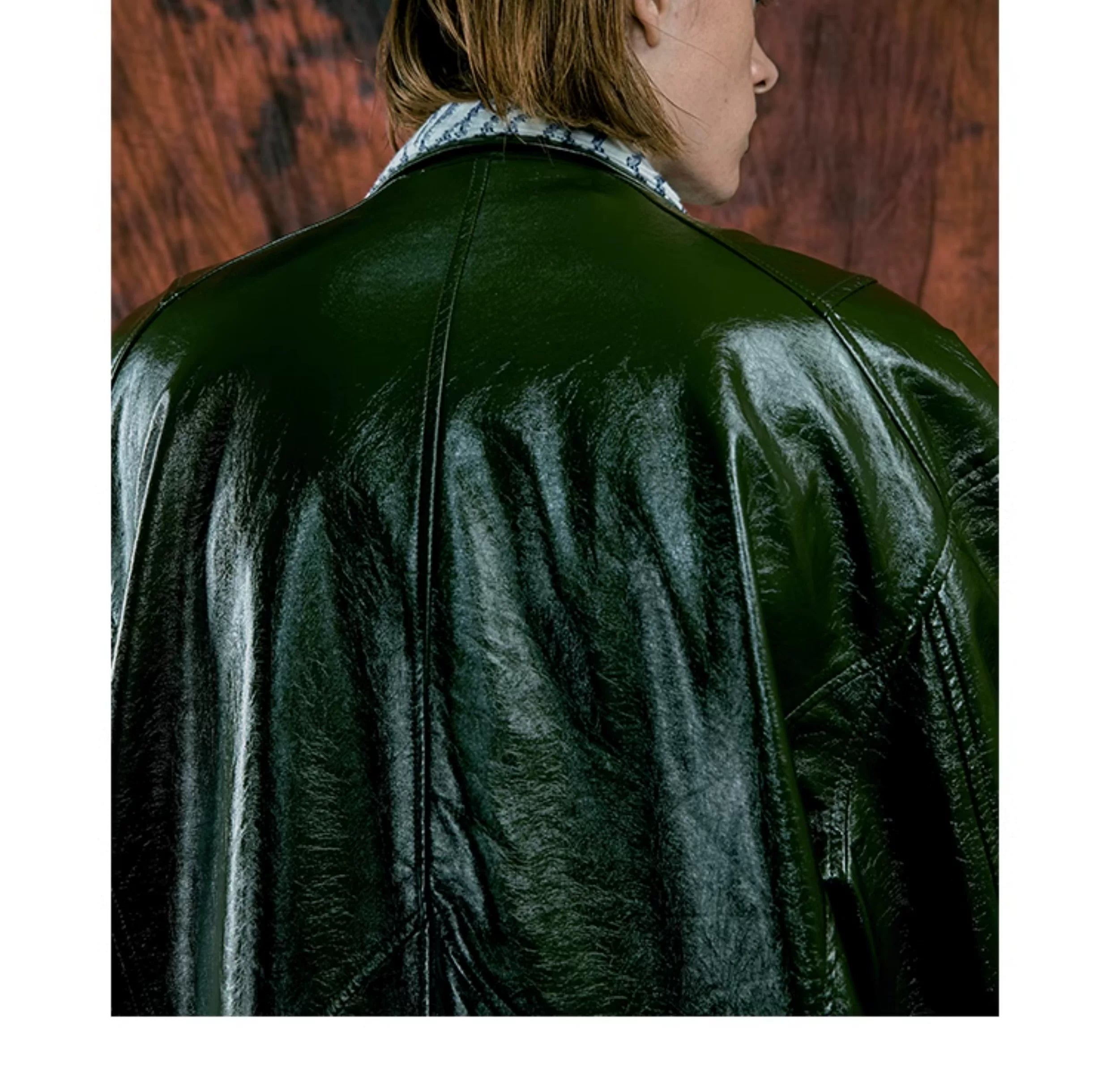 Studded Patent Leather Oversized Trench Coat