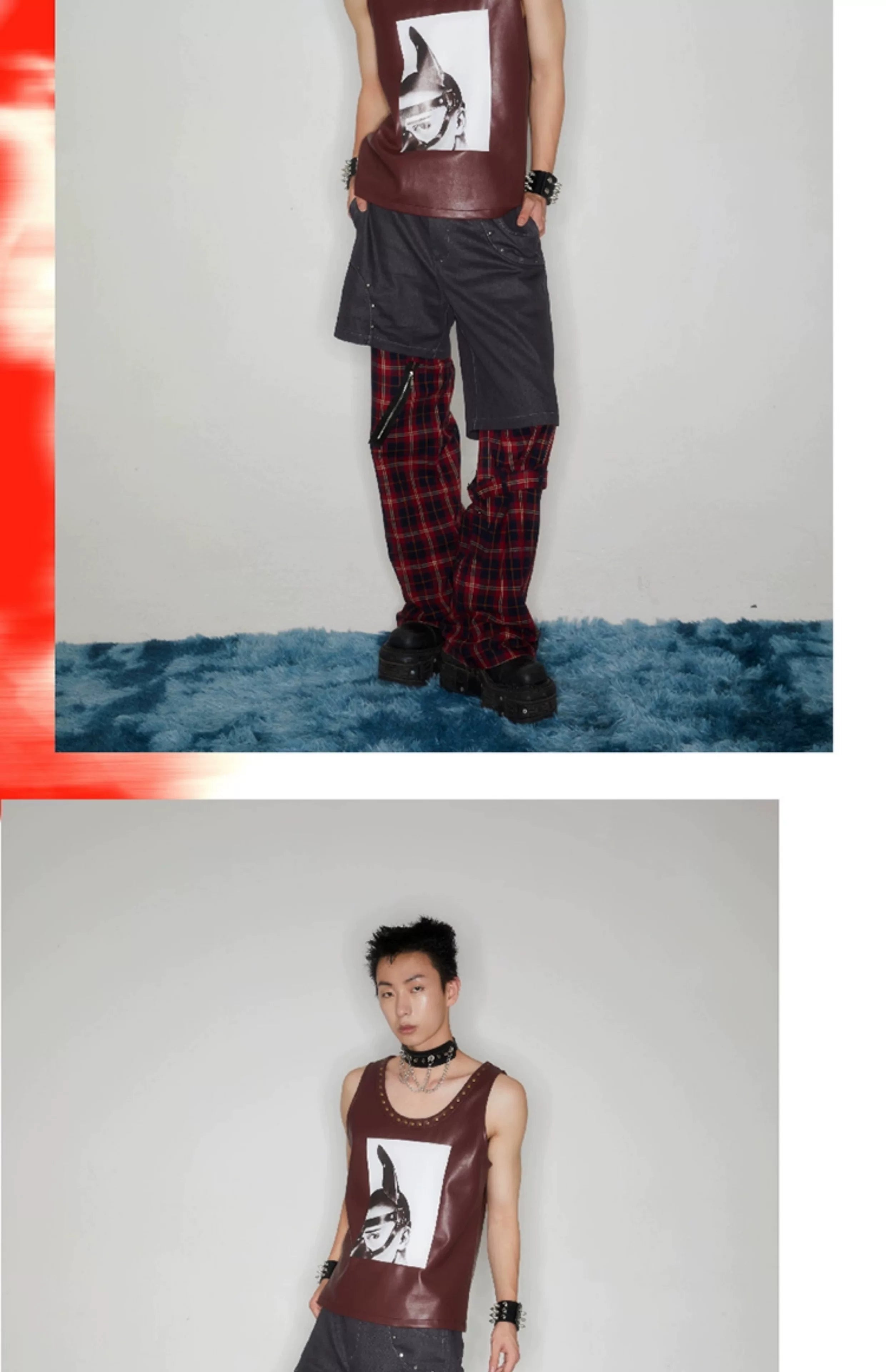Y2K Punk Lace-Up Plaid Cargo Pants