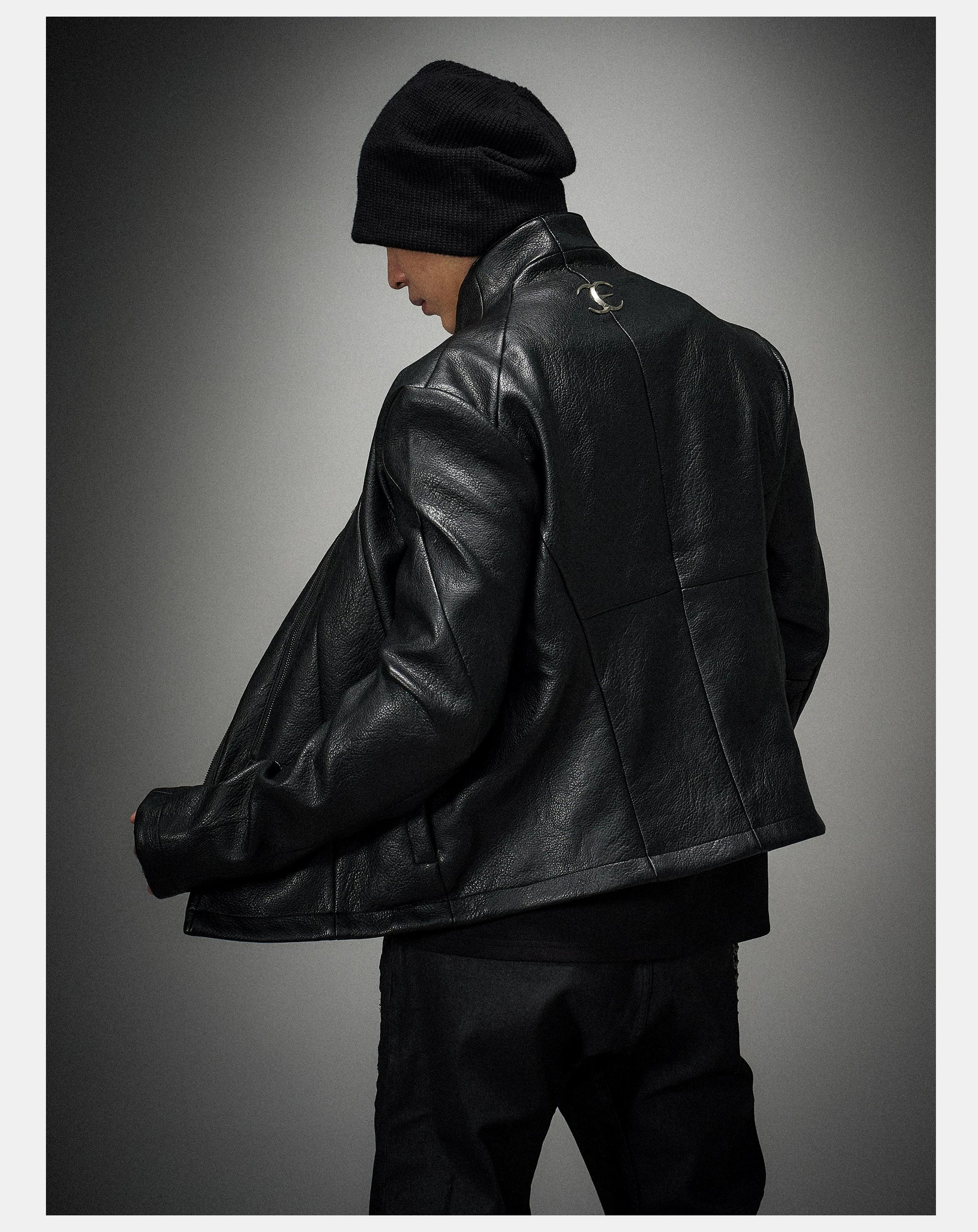 Asymmetric Wild Cowhide Leather Jacket