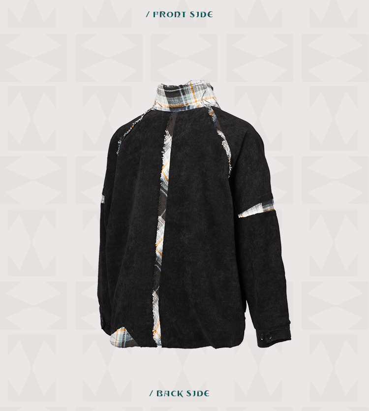 Corduroy Patchwork Distressed Cape Coat