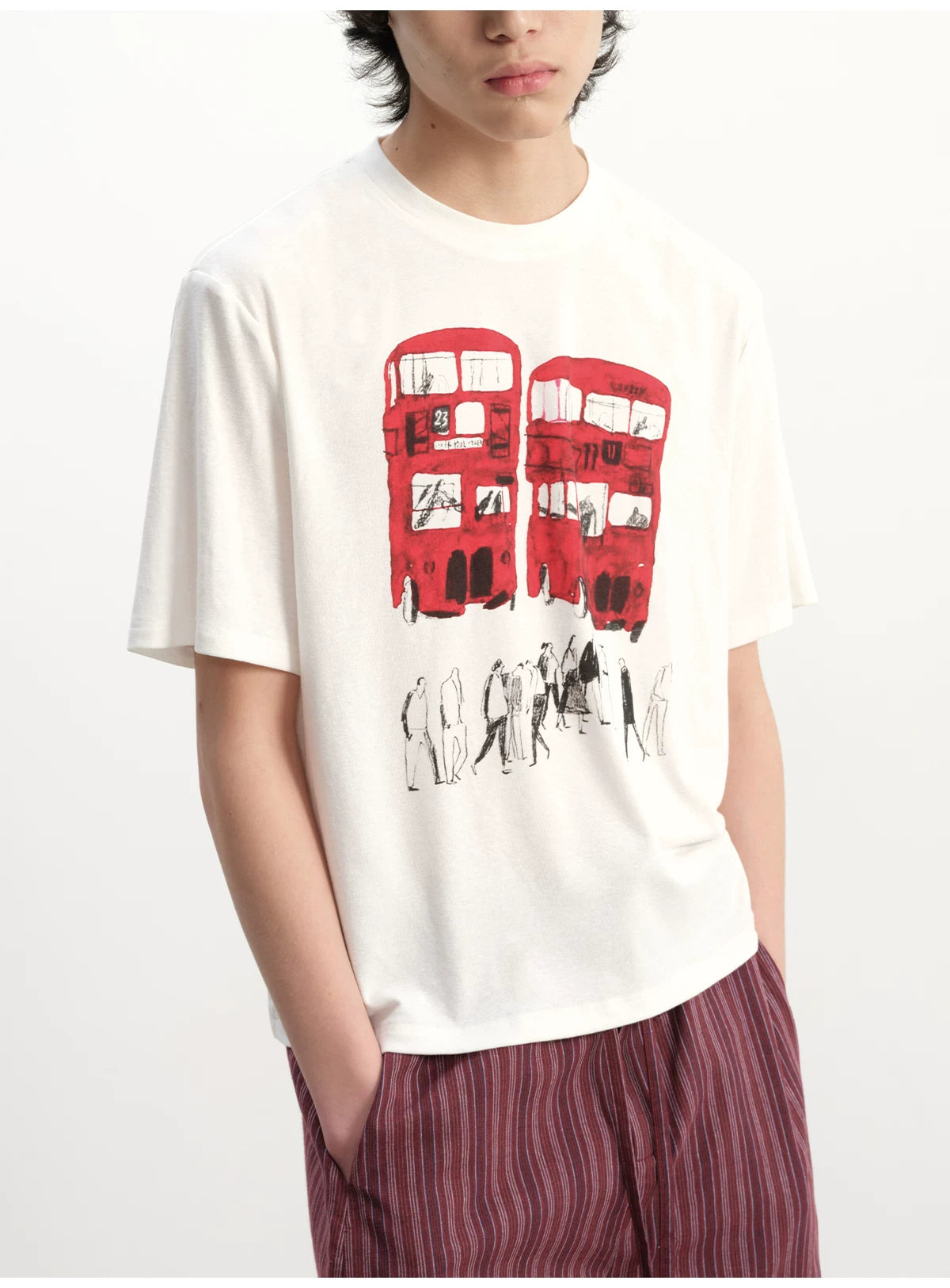 Red Bus Print Short Sleeve Tee