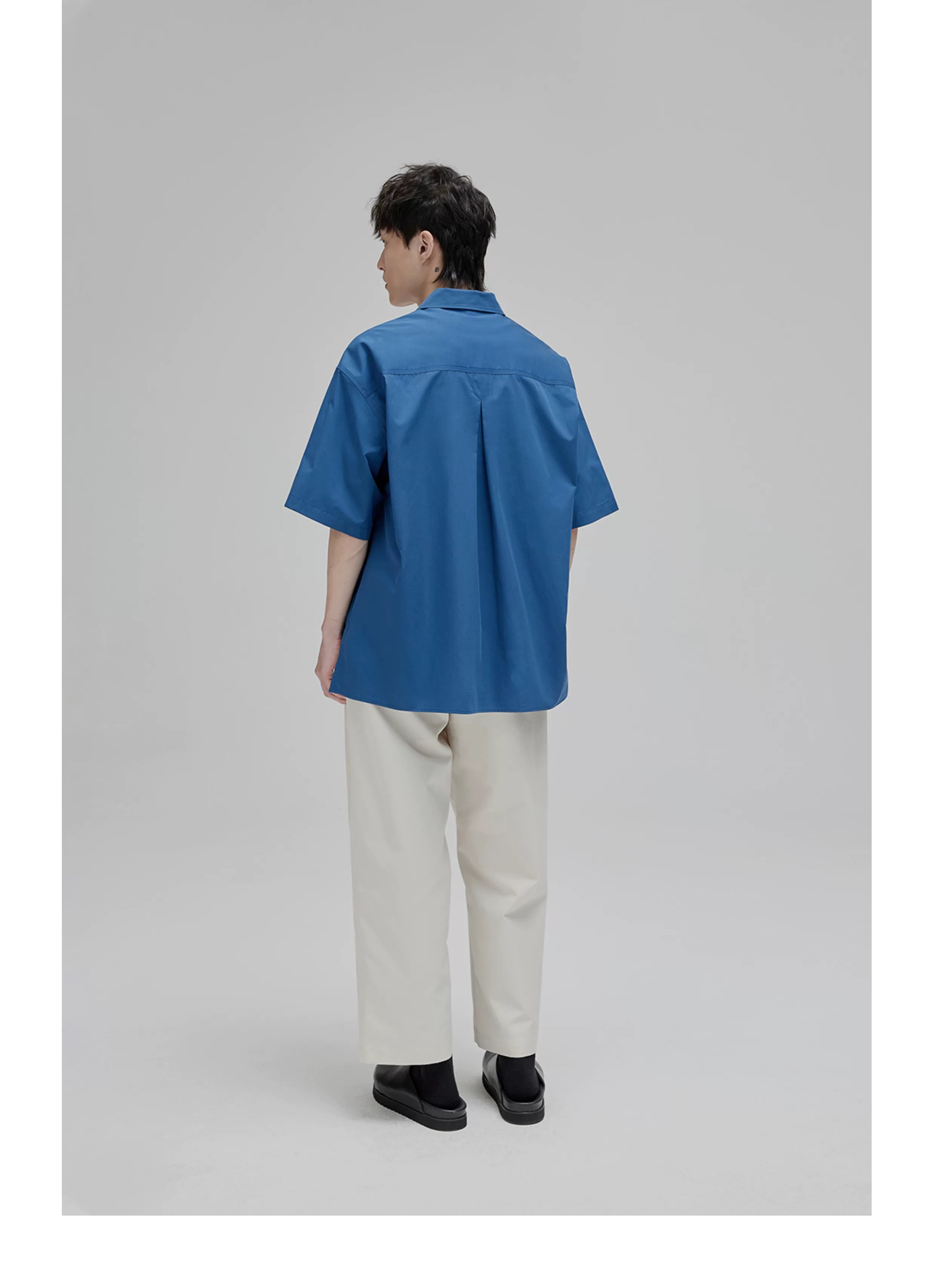 Short Sleeve Square Neck Cotton Shirt