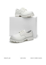 Distressed White Suede Platform Derby Shoes