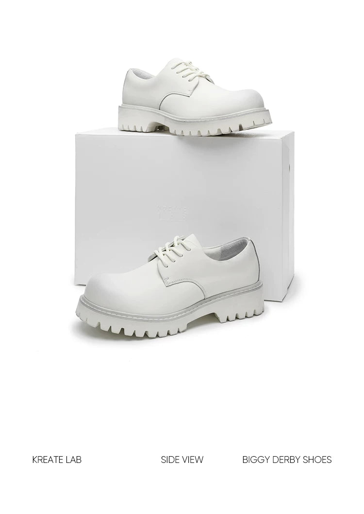 Distressed White Suede Platform Derby Shoes