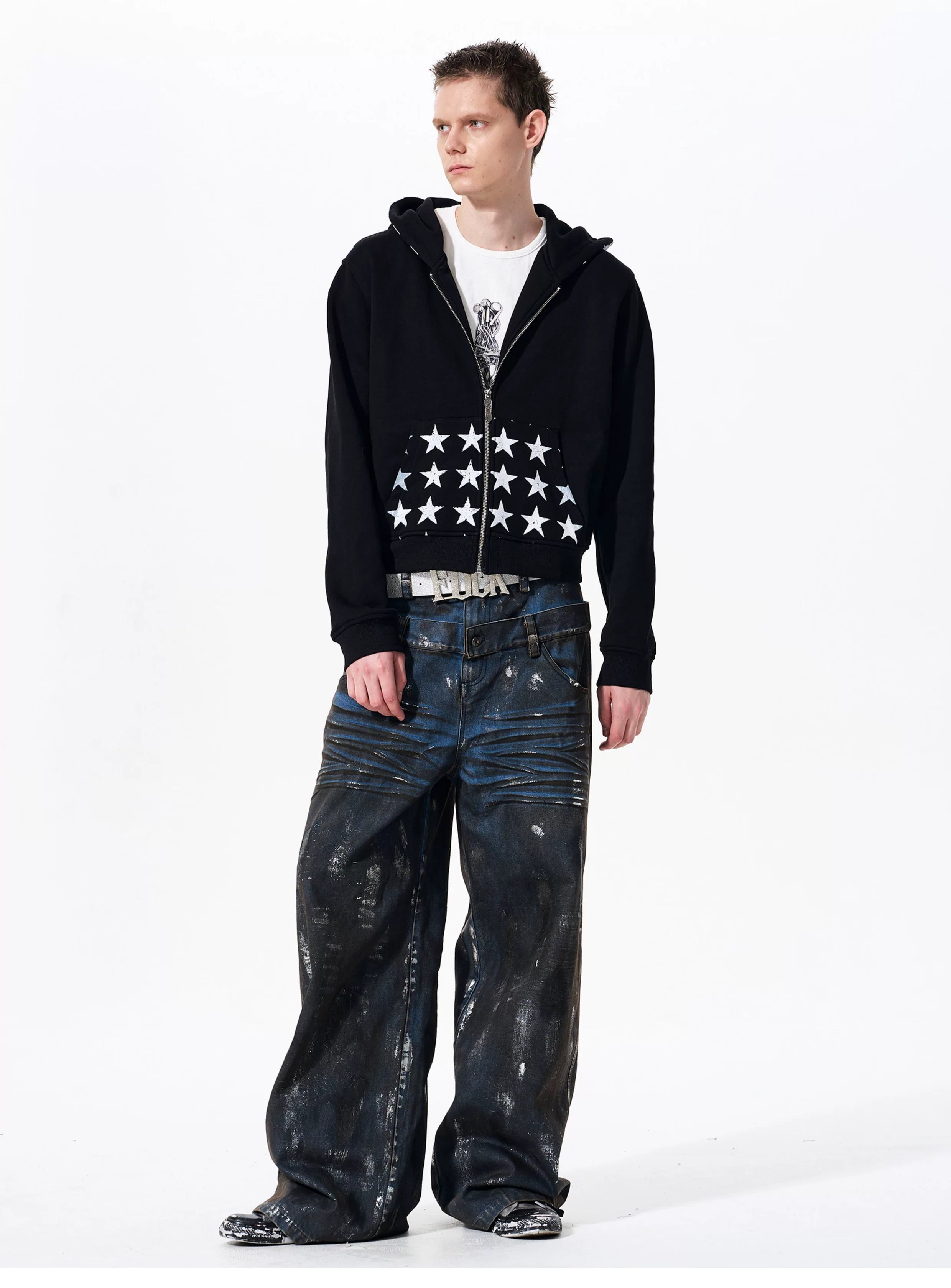 Men's Star Printed Hooded Jacket