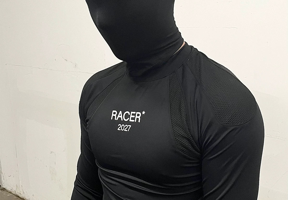 Black Sharkskin Long Sleeve Racing Top