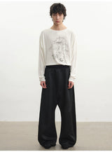 Low Rise Curved Pleated Quilted Pants