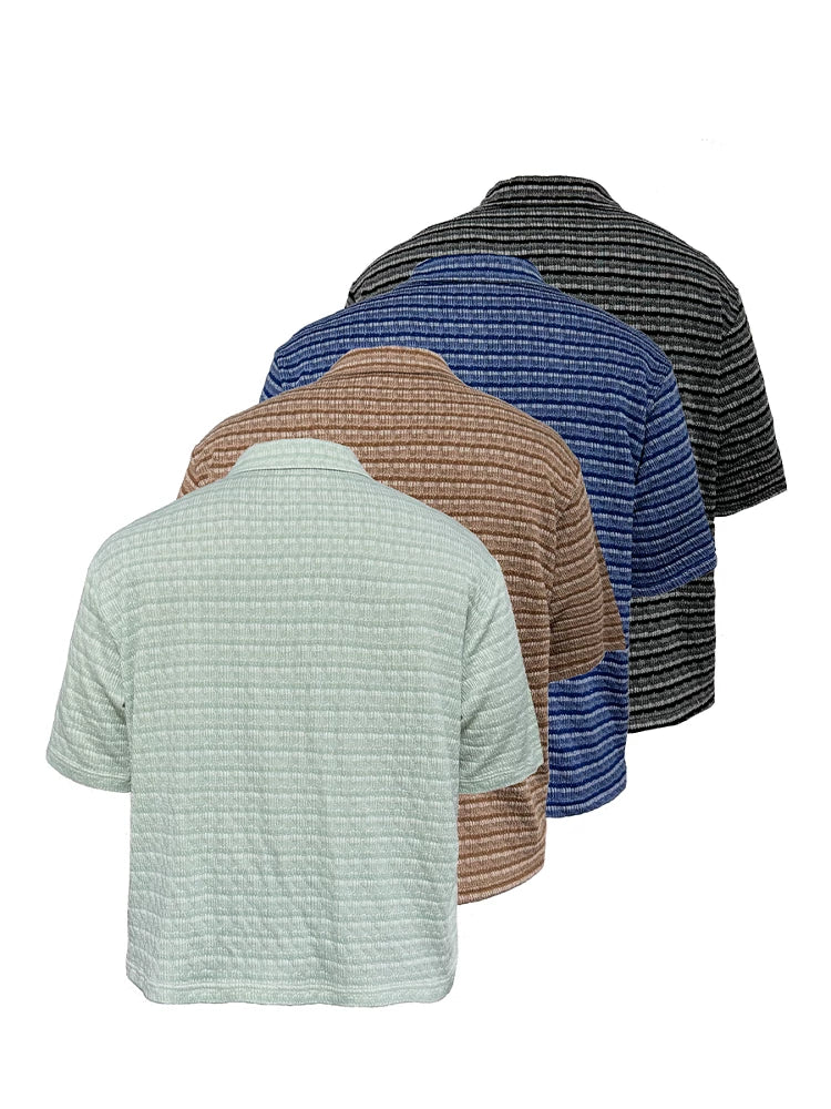 Loose Striped Knit Short-Sleeve Shirts