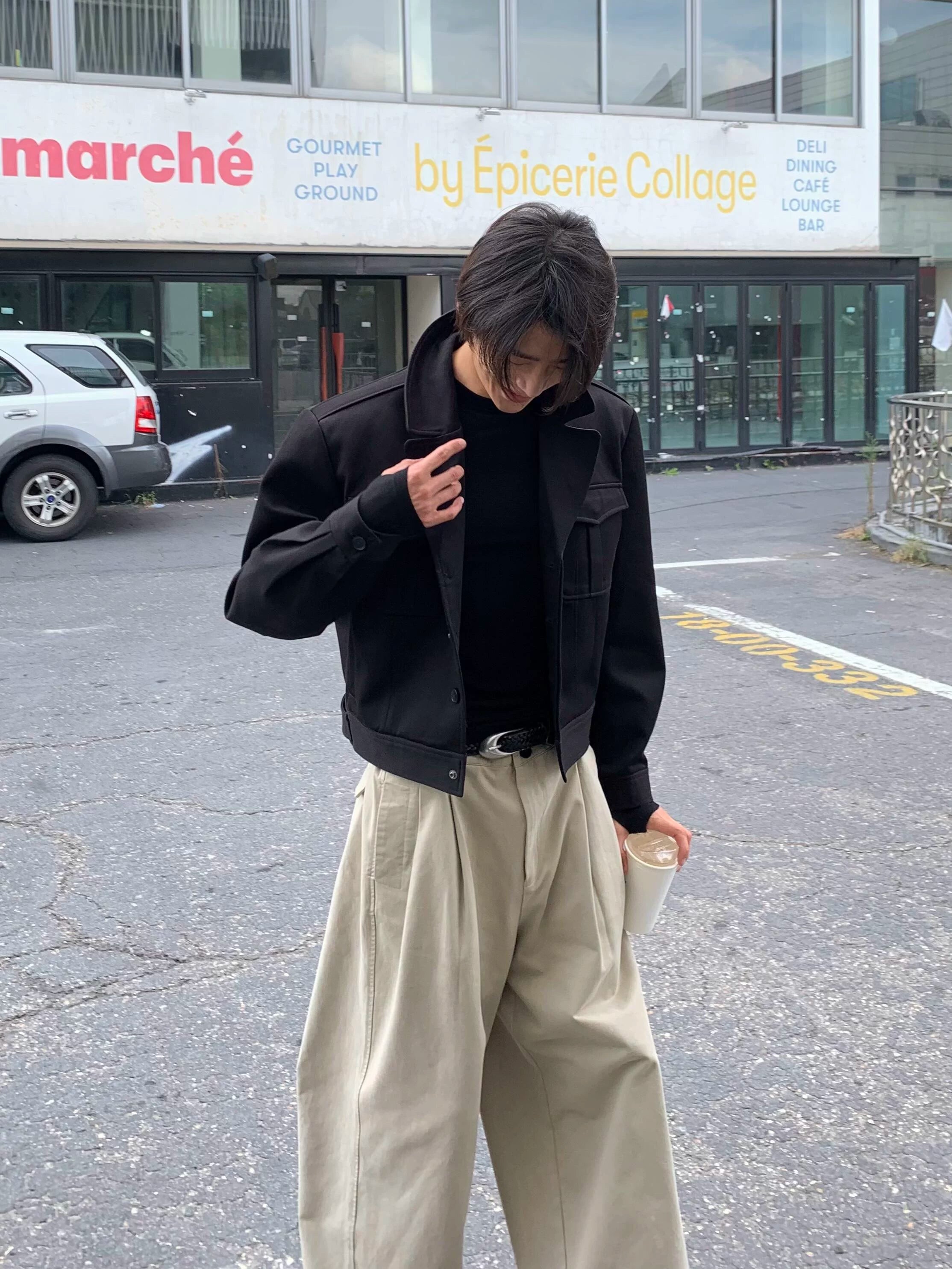 Natural Wash Double Pleated Loose Pants