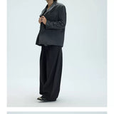 Two-Tone Distressed Oversized Casual Blazer