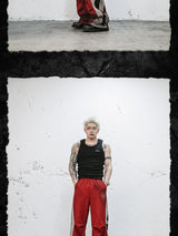 Skeleton Patchwork Color Block Distressed Sweatpants