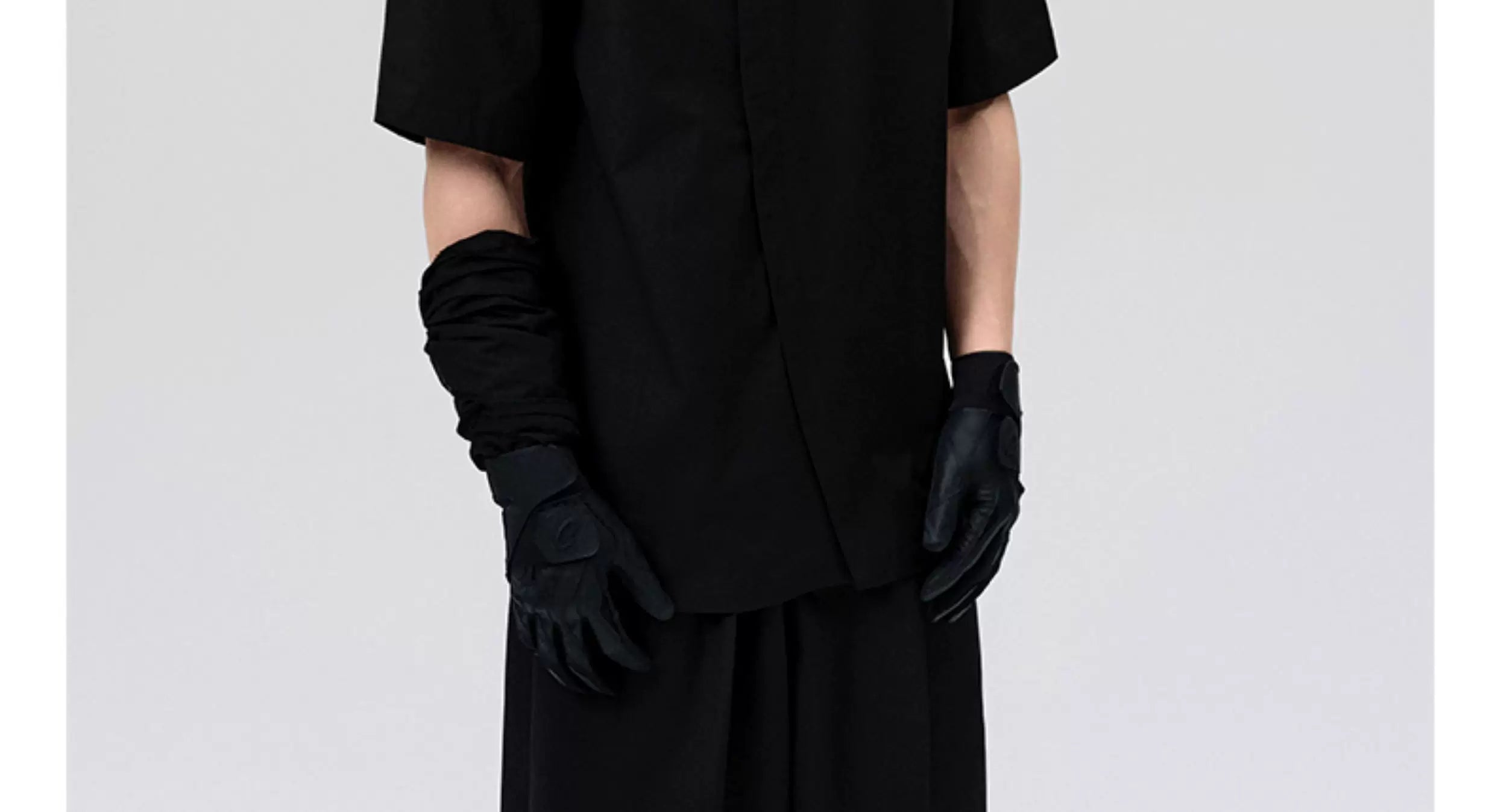 Asymmetric Slant Collar Short Sleeve Shirt