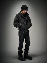 Loose Stand Collar Washed Canvas Coat