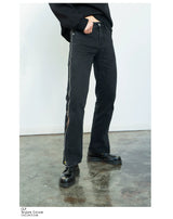 Men's Black Straight Side Zip Jeans