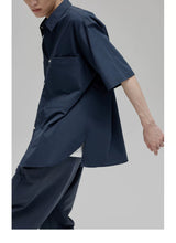 Short Sleeve Square Neck Cotton Shirt