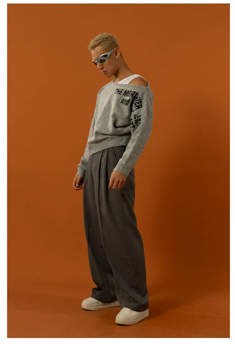 Men's Black-Grey Double Waistband Casual Pants