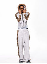 Men's Leopard Fur Hooded Cardigan