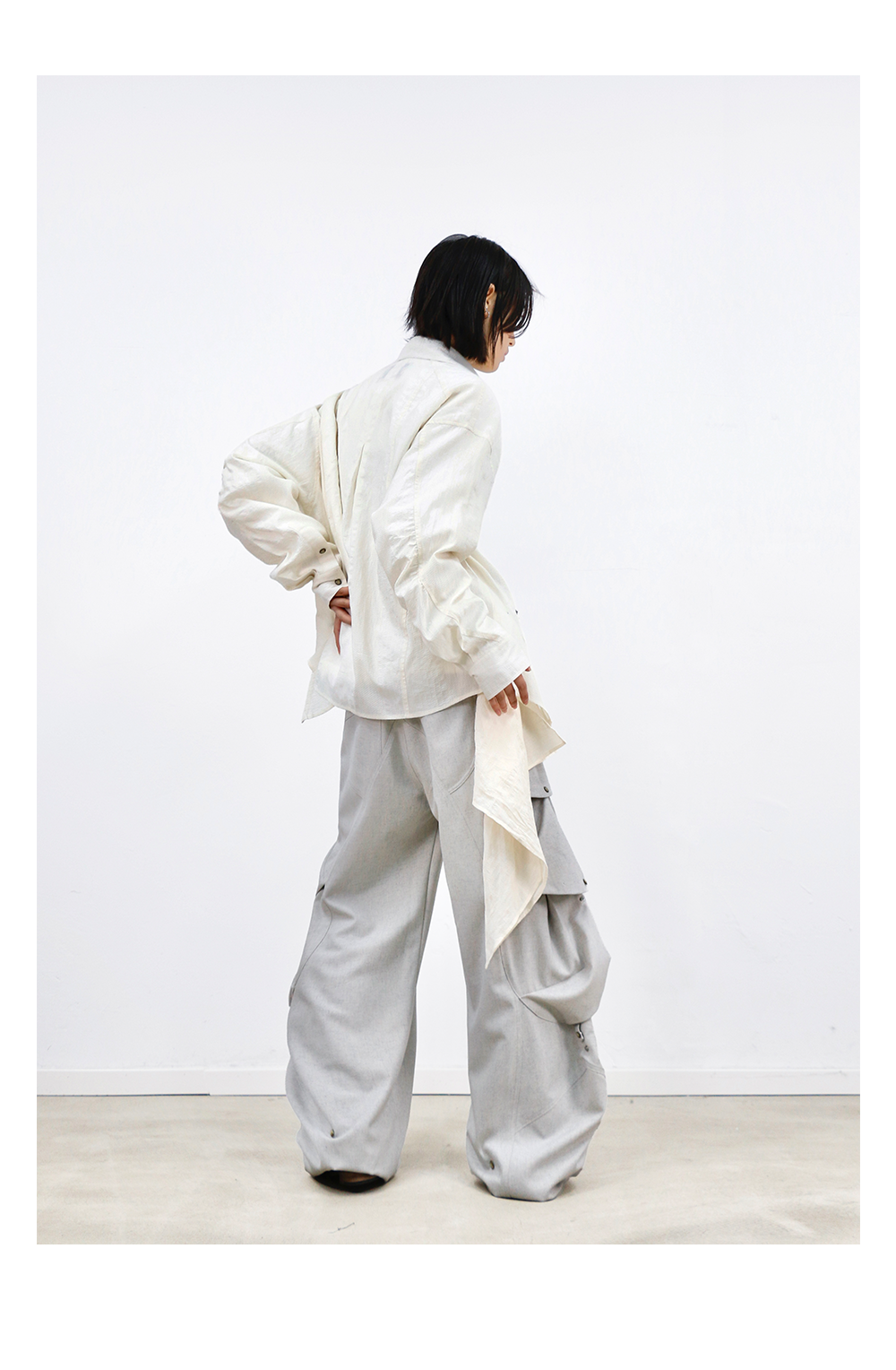 Two-Tone Deconstructed Studded Hem Shirt