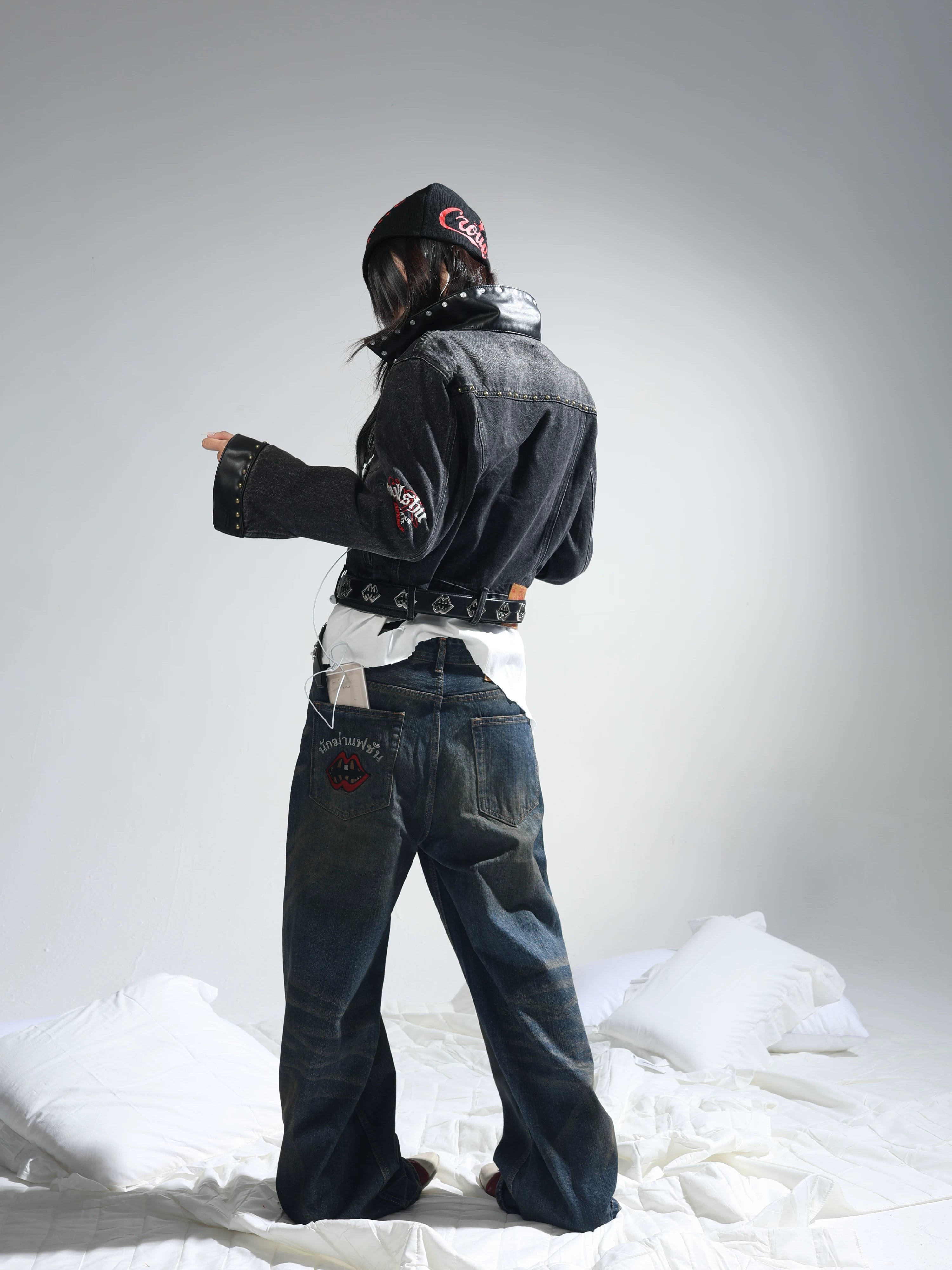 Blue Slub Cat Whisker Jeans