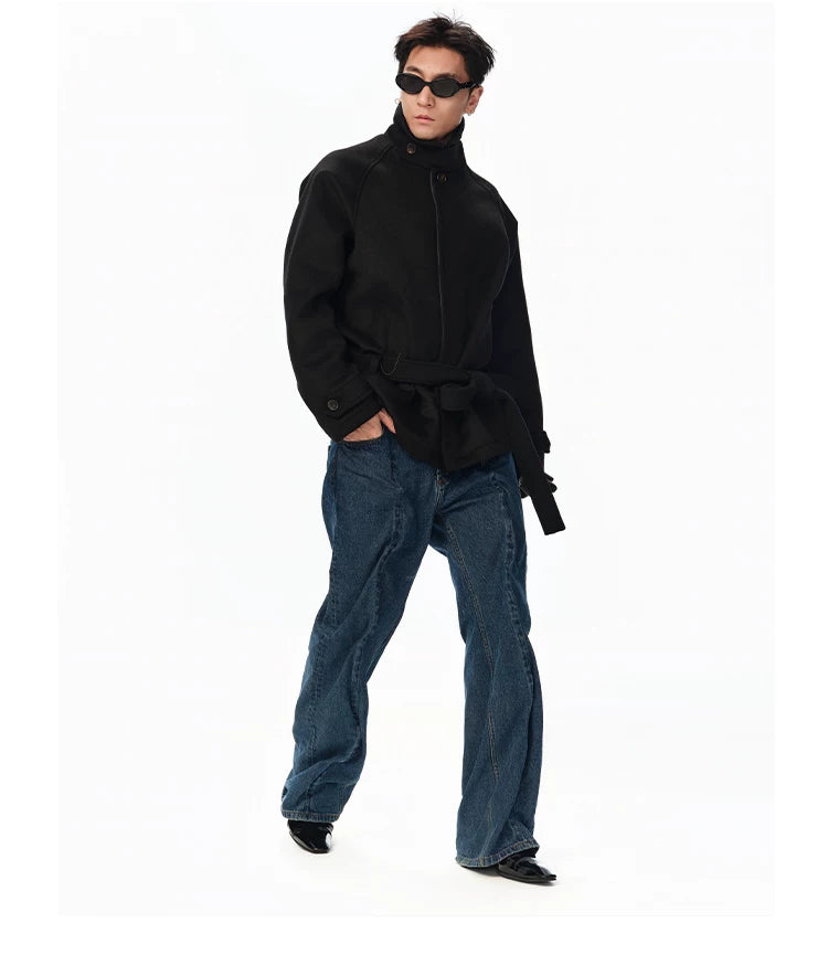 100% Wool Cropped Raglan Coat