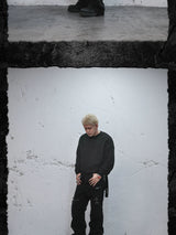 Ripped Ribbon Boxy Knit Cotton Sweater