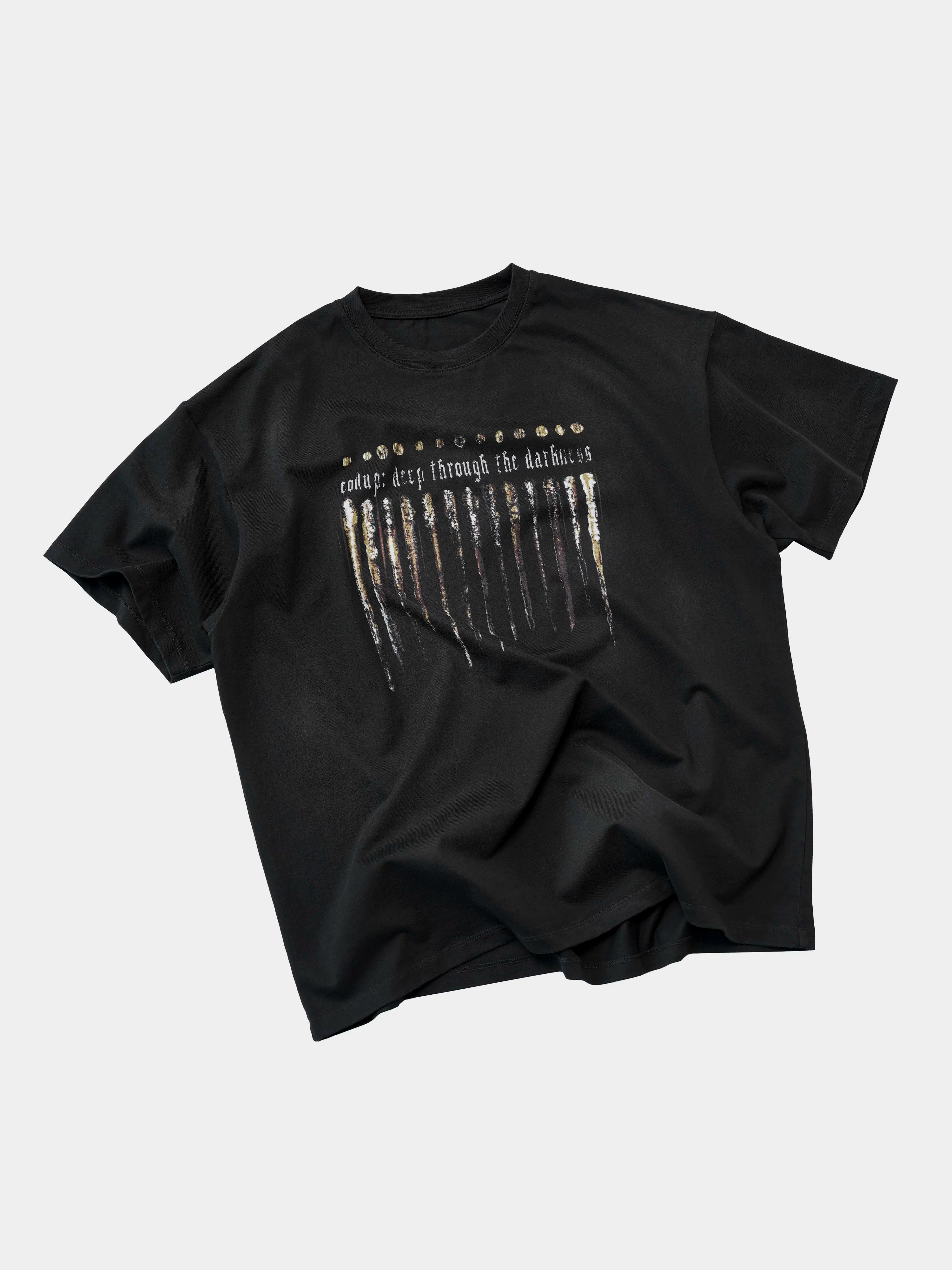 Loose Washed Black Printed Cotton Tee