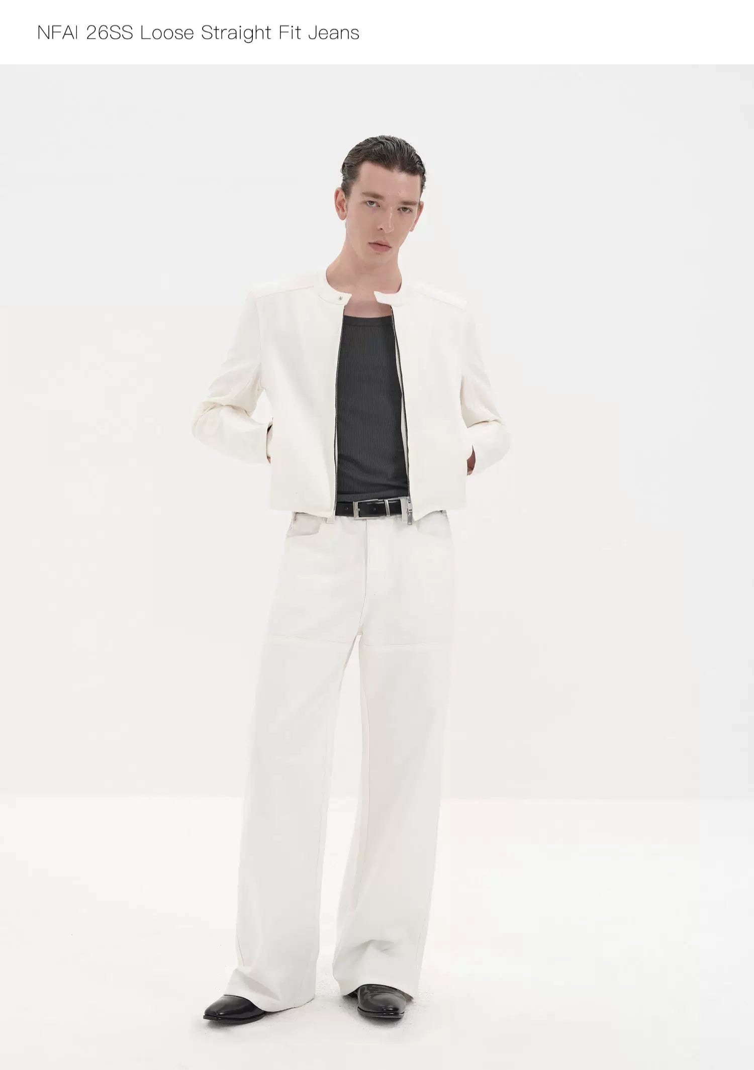 Fitted Straight Leg Patchwork Black-White-Blue Jeans