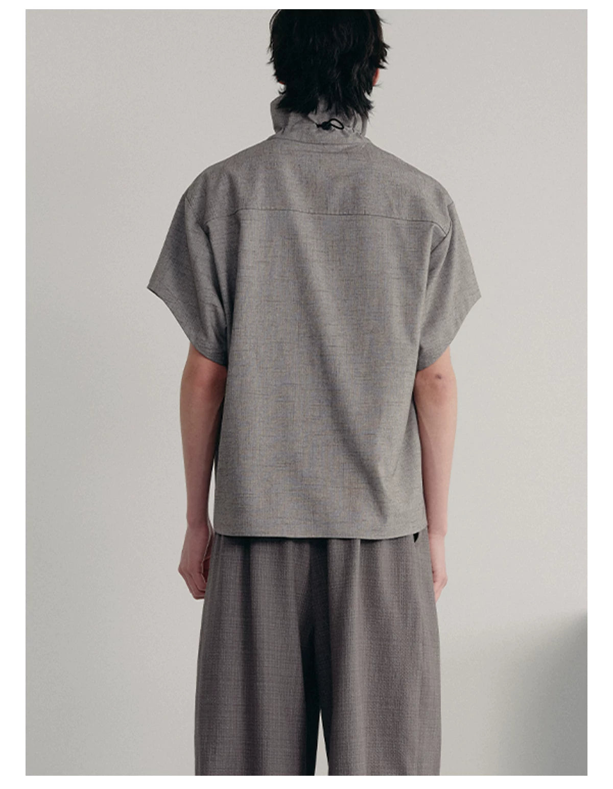 Ruffled Collar Cotton Linen Buttoned Shirt
