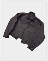 Washed Grey Boxy Denim Jacket