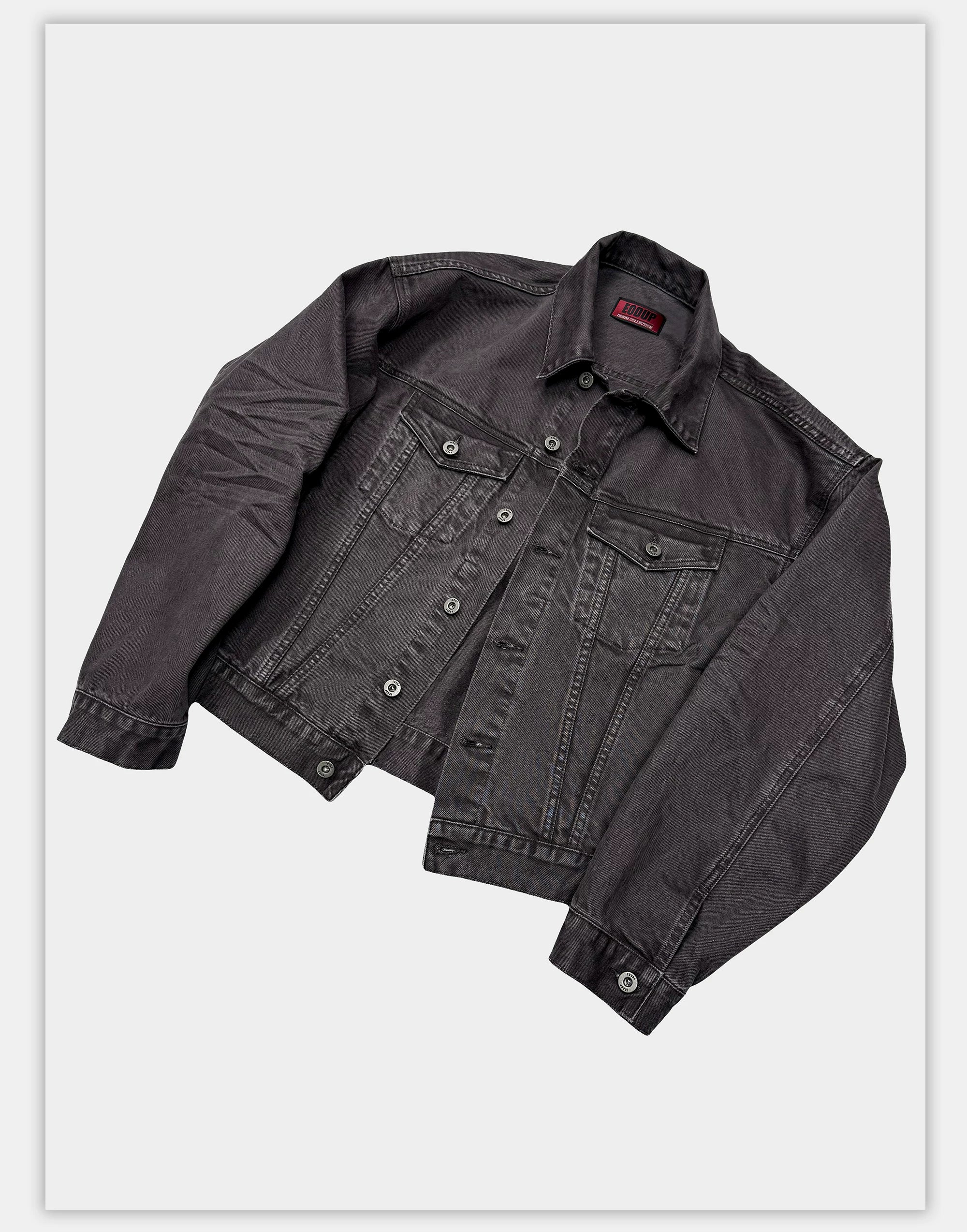 Washed Grey Boxy Denim Jacket