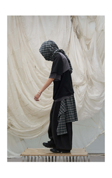 Detachable Hood Color Block Washed Tee