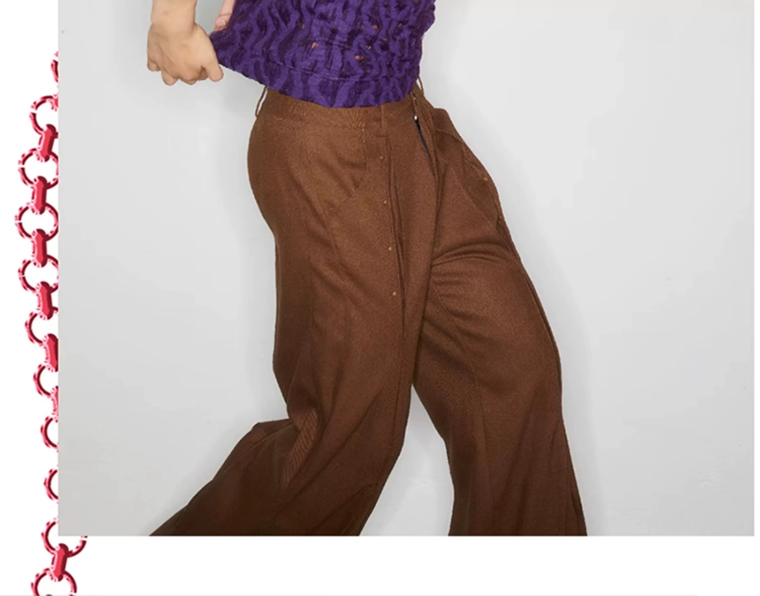 Vintage Riveted Flared Wool Cargo Pants