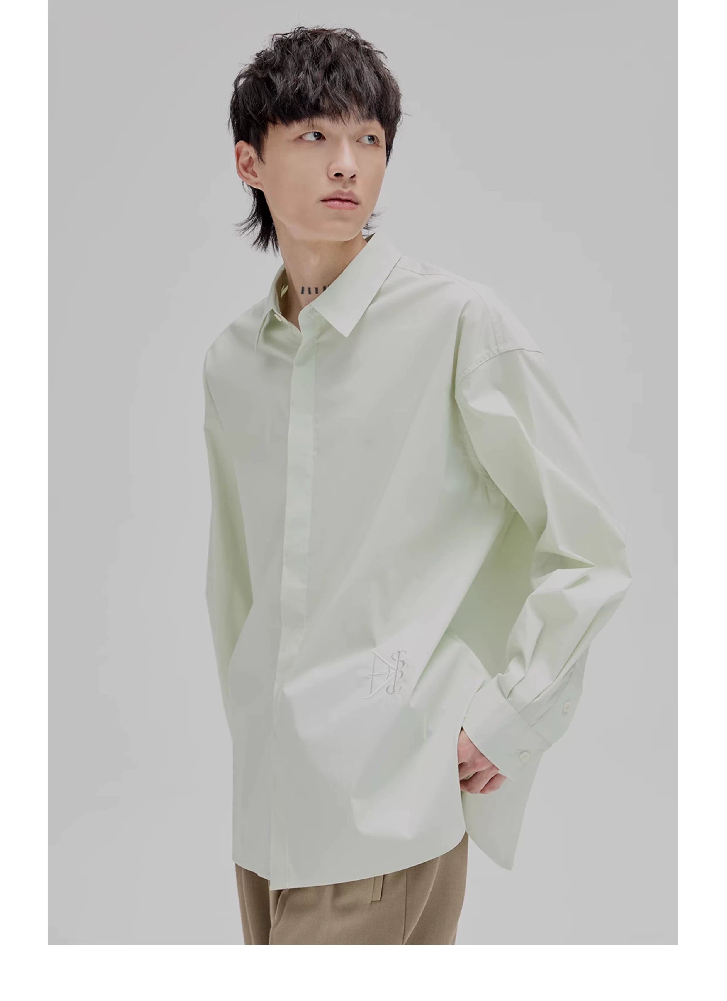 Basic Embroidered Pima Cotton Blend Shirt