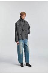 Curved Washed Denim Pants