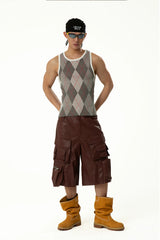 Men's Colorblock Plaid Knit Sports Vest